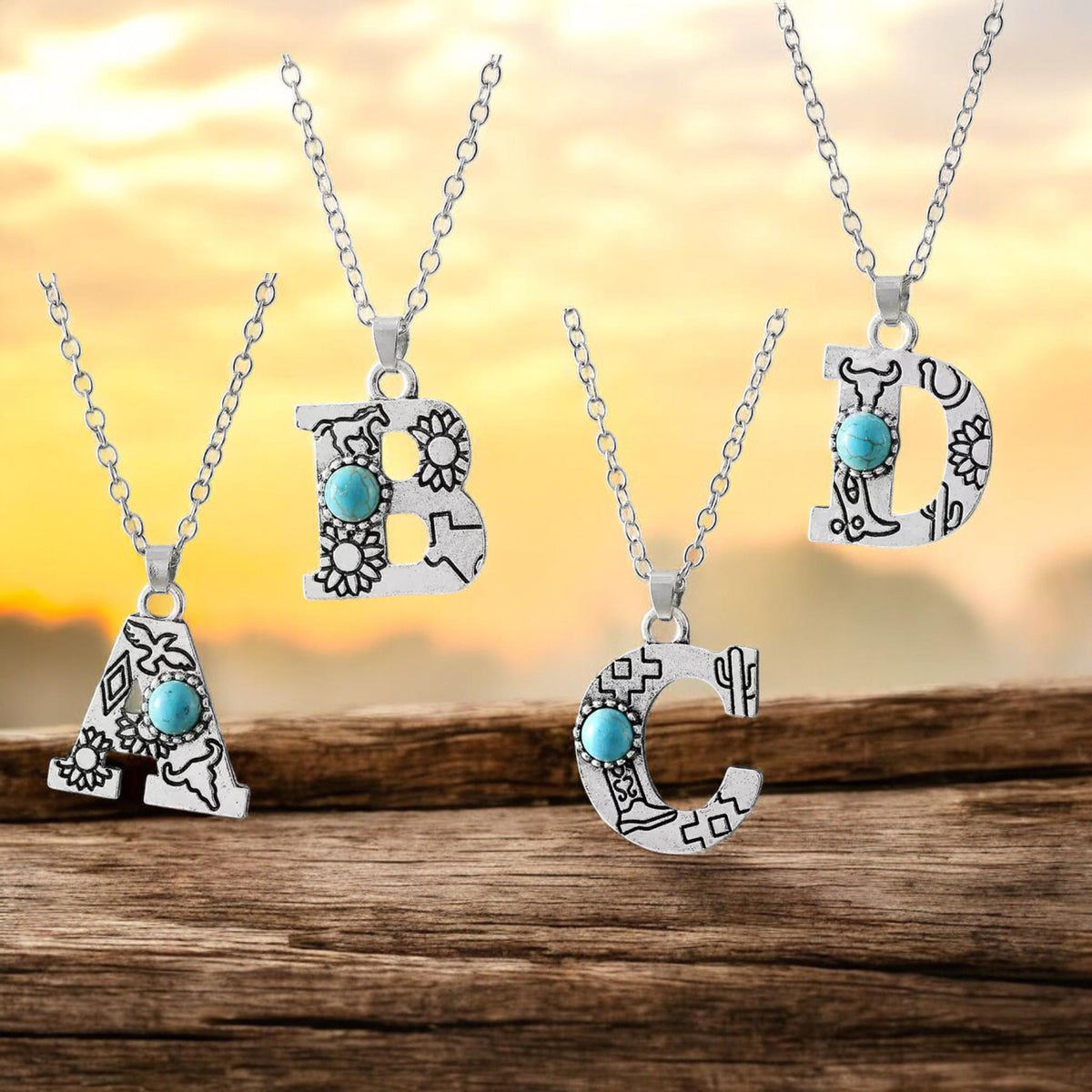 DIY Alphabet Charm Set with Turquoise Accent  | Initial Pendant Charms