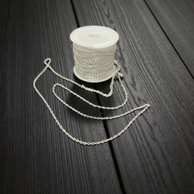 Silver Cable Chain by the Yard  2mm Jewelry Chain for Necklaces & Bracelets