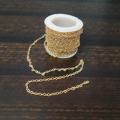 Gold Cable Chain by the Yard  3mm Jewelry Chain for Necklaces & Bracelets