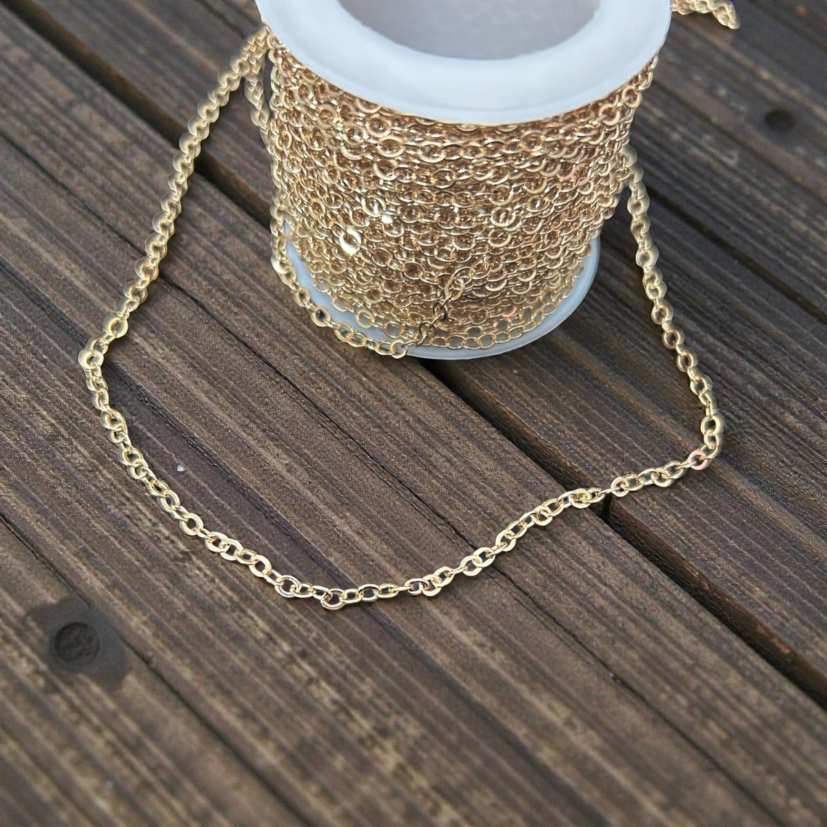 Gold Cable Chain by the Yard  3mm Jewelry Chain for Necklaces & Bracelets