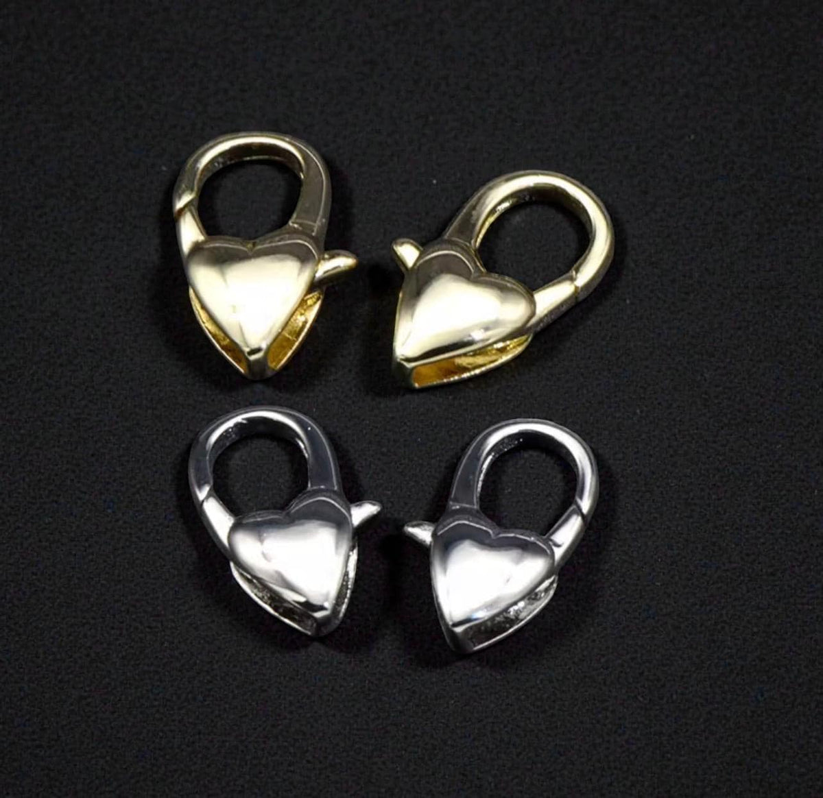 14mm Heart Lobster Clasps, 18K Gold Plated Copper Jewelry Clasps, DIY