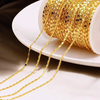 Diamond Cut Cable Chain by the Yard  Gold Plated Sparkle Link Chain for Jewelry Making, DIY Necklaces , Bracelets