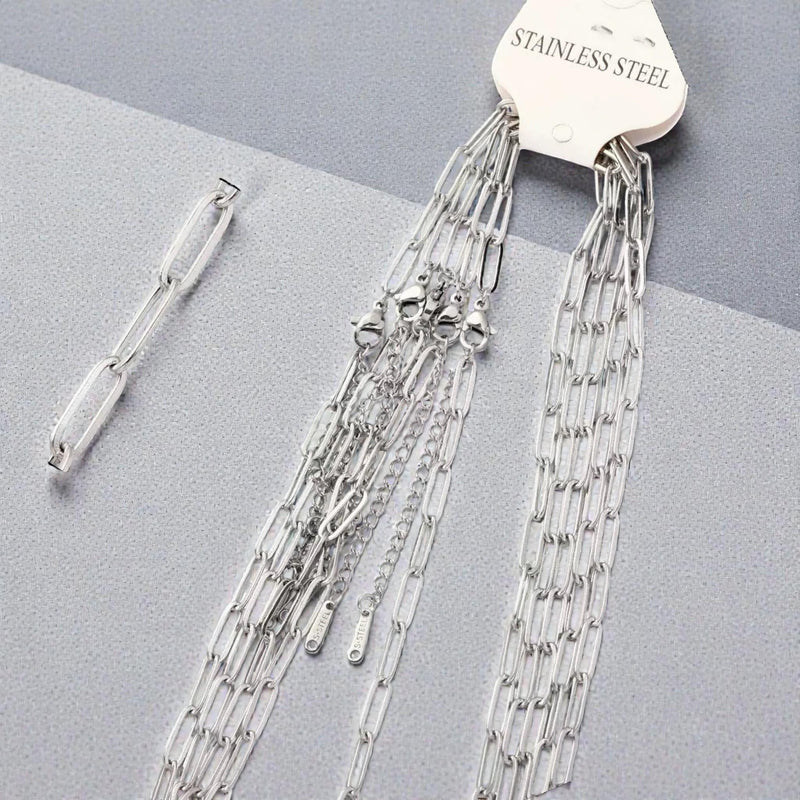 18K Gold Plated Paperclip Chain Necklace | 4mm x 12mm Stainless Steel Link Chain
