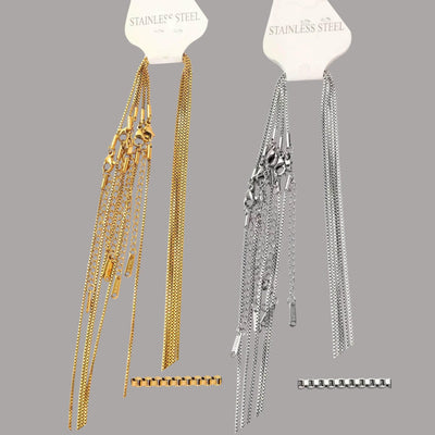 18K Gold Plated Stainless Steel Box Chain Necklace 1.2mm | 45+5cm Extension | DIY Jewelry Chain