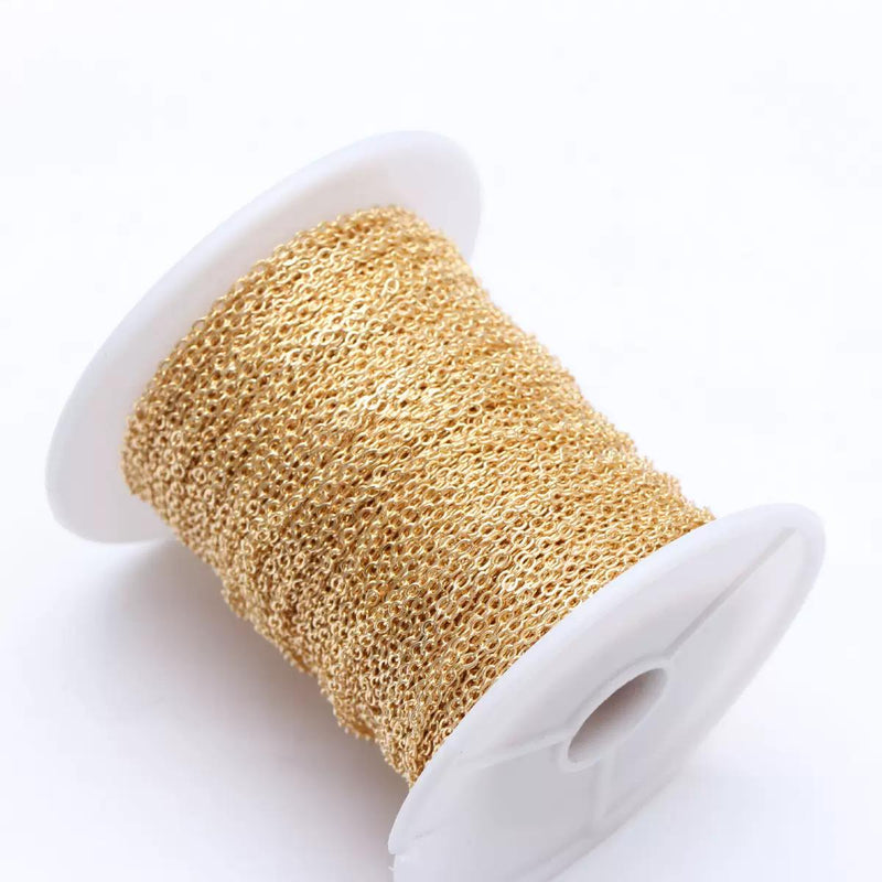 18K Gold Plated Cable Chain by the Yard | Fine Rolo Chain