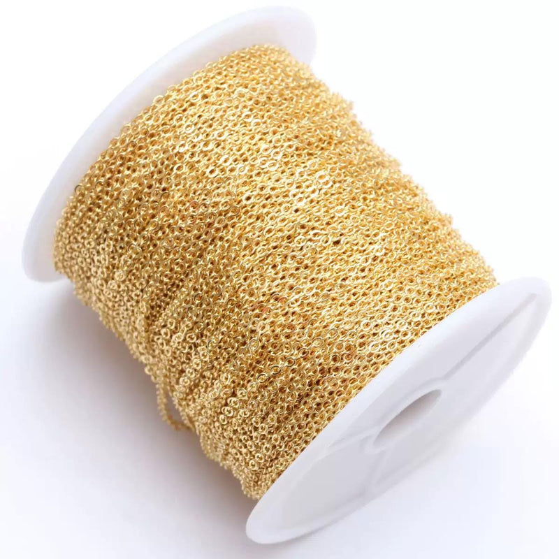 18K Gold Plated Cable Chain by the Yard | Fine Rolo Chain