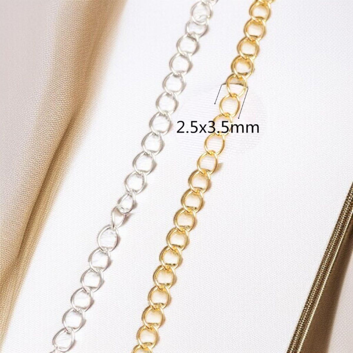 18K Gold Plated Cable Chain by the Yard | Silver & Gold