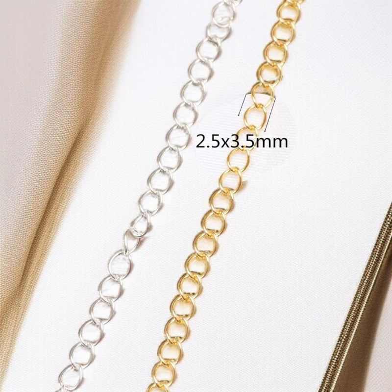 18K Gold Plated Cable Chain by the Yard | Silver & Gold
