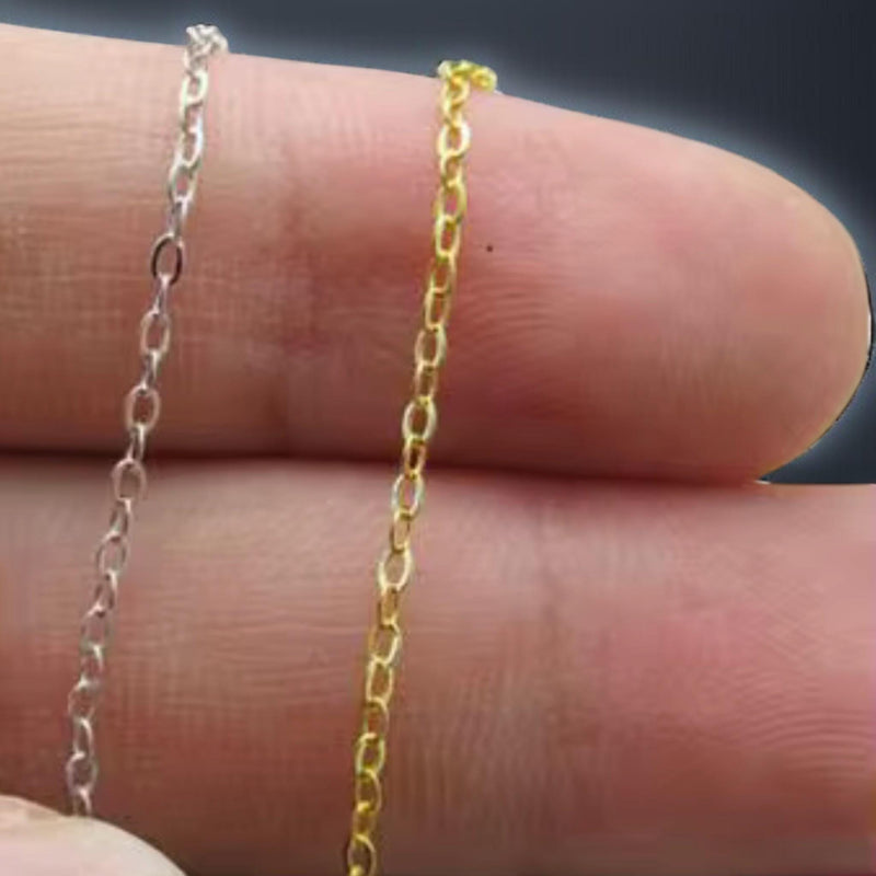 18K Gold Plated Cable Chain Necklace | Dainty Chain for Charms & Layering