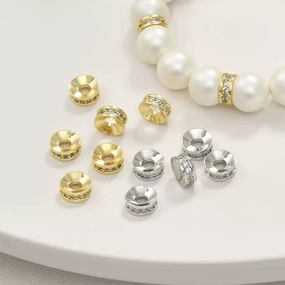 4mm Rhinestone Spacer Beads | 18K Gold & Silver Round Jewelry Spacers