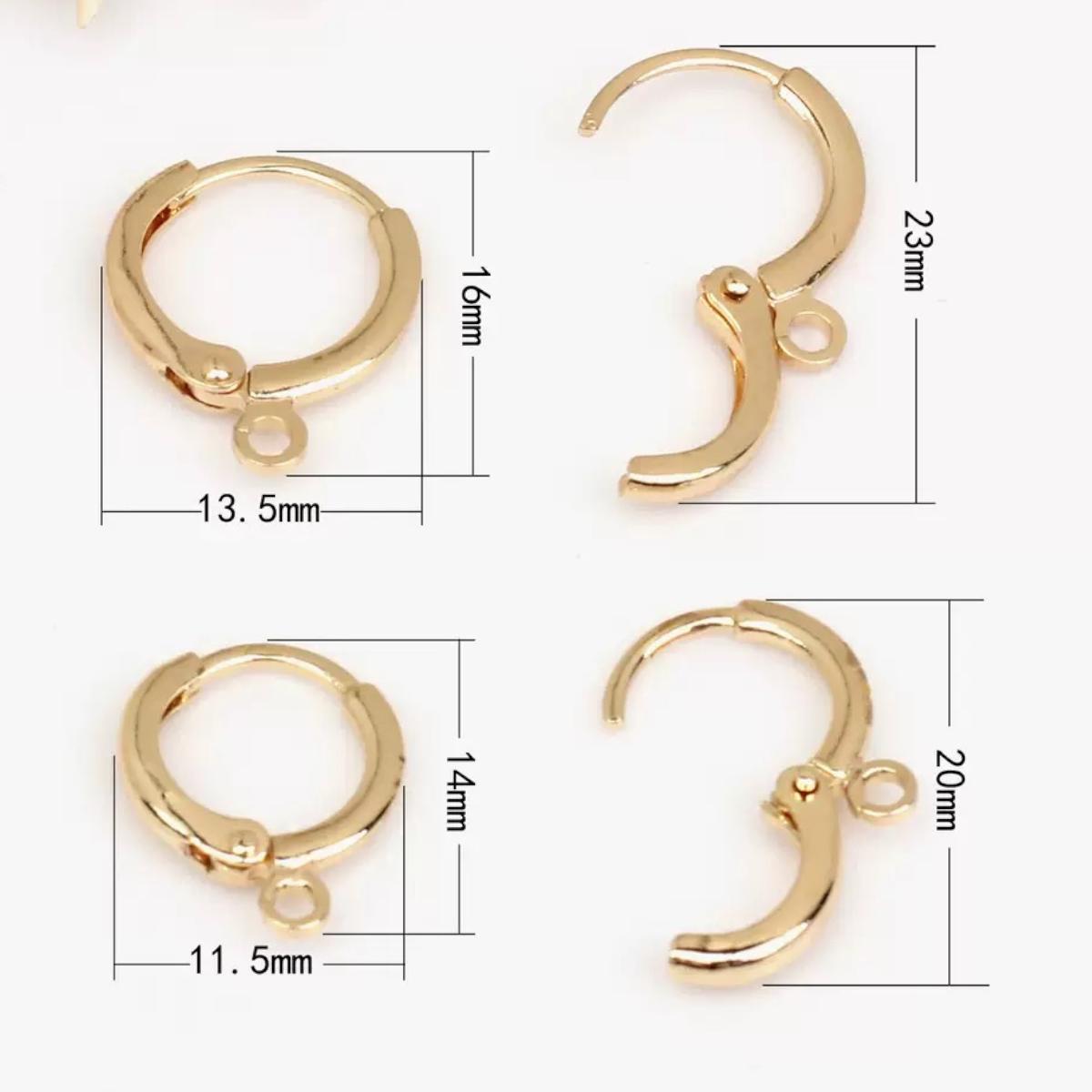 18K Gold Plated Huggie Hoop Earrings with Loop | Charm Connector Hoops DIY