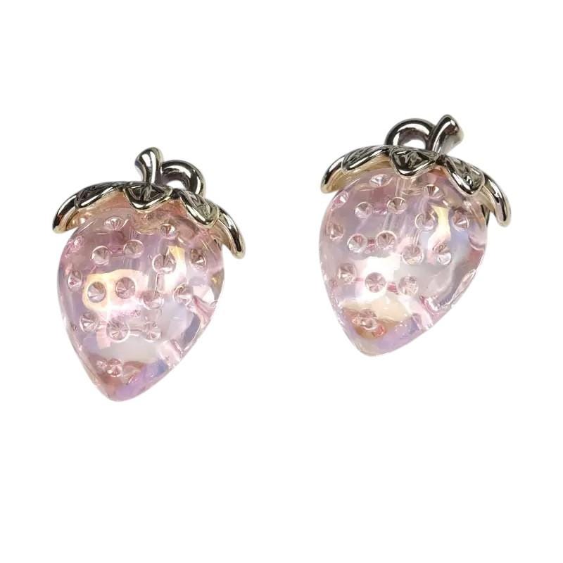Strawberry Charms | Iridescent Resin Fruit Pendants | Kawaii Jewelry Charms