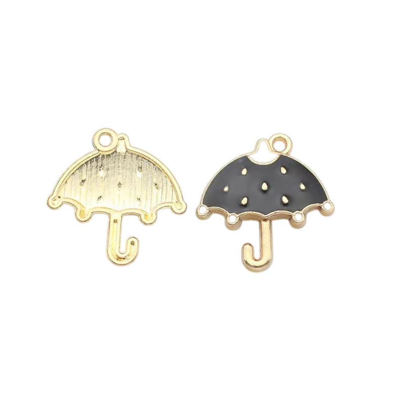 Enamel Umbrella Charms | Gold Tone Rain Umbrella Pendants