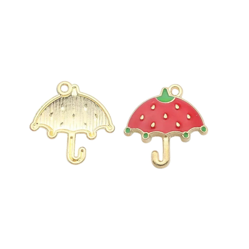 Enamel Umbrella Charms | Gold Tone Rain Umbrella Pendants