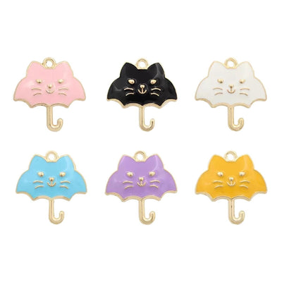 Cat Enamel Charms | Gold Tone Kitty Pendants
