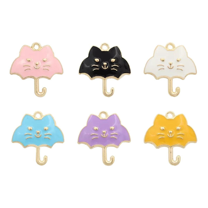 Cat Enamel Charms | Gold Tone Kitty Pendants