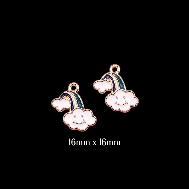 Gold Plated Rainbow Charms | Happy Love Lucky Enamel Pendants