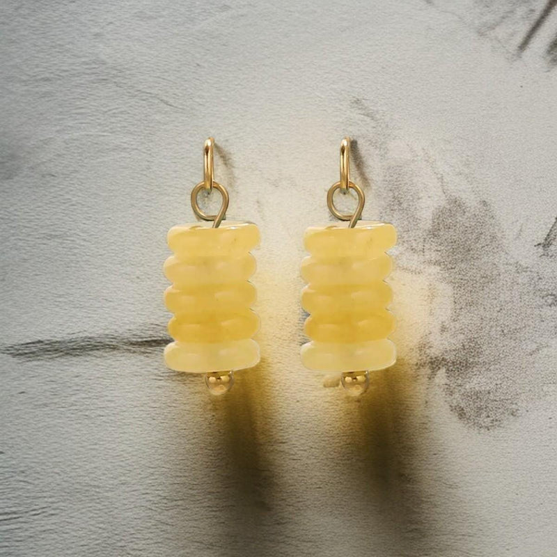 Gold Plated Stone Charms | Stacked Disc Pendants