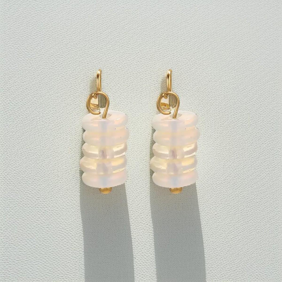 Gold Plated Stone Charms | Stacked Disc Pendants