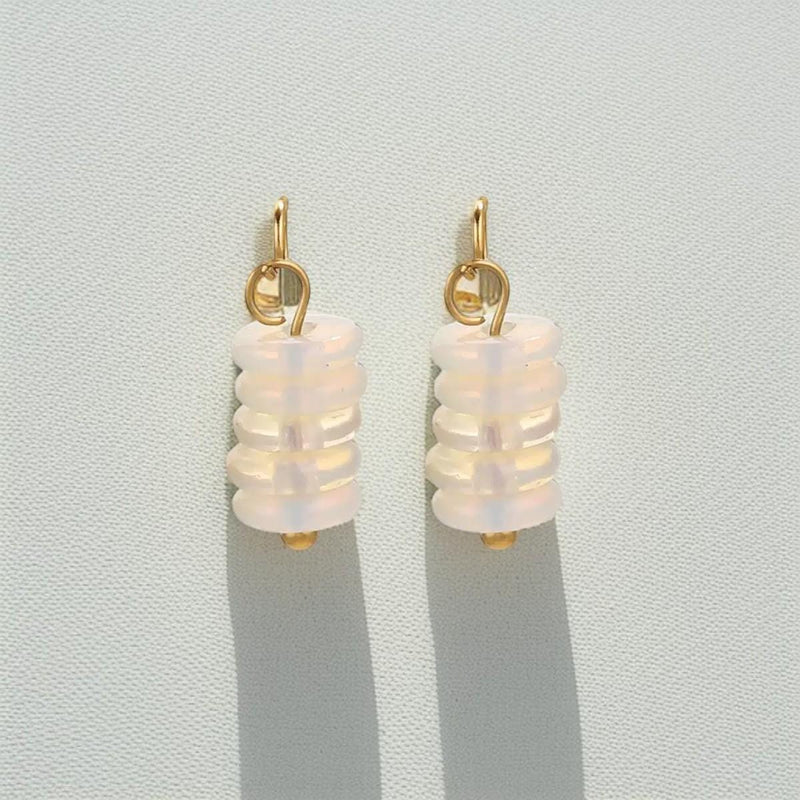 Gold Plated Stone Charms | Stacked Disc Pendants