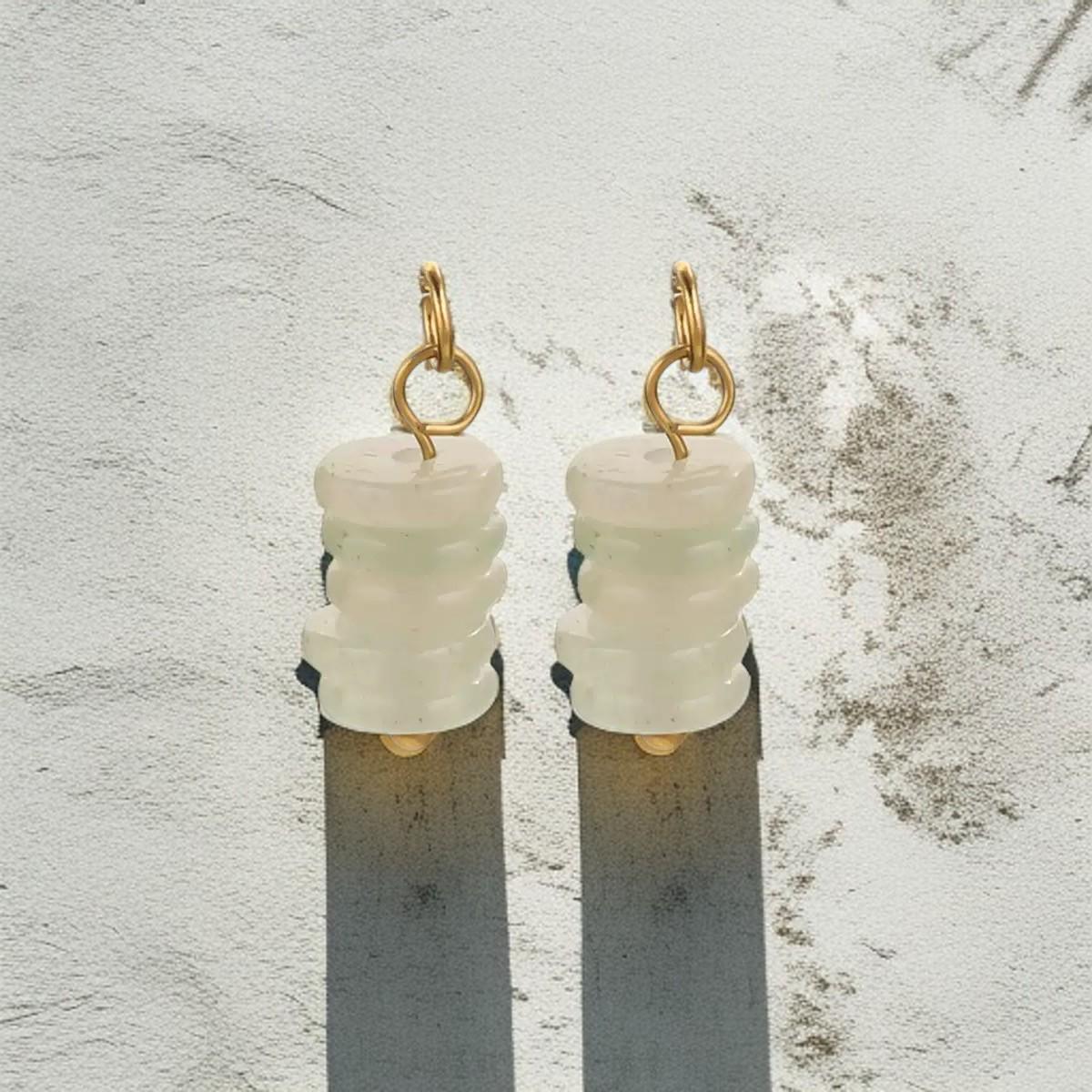 Gold Plated Stone Charms | Stacked Disc Pendants