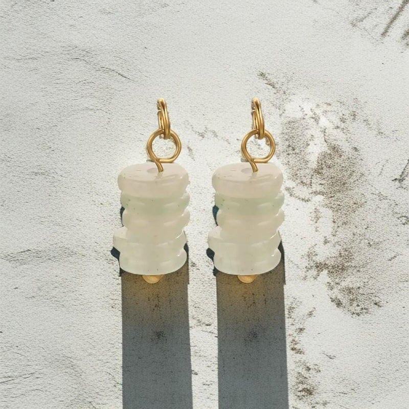 Gold Plated Stone Charms | Stacked Disc Pendants