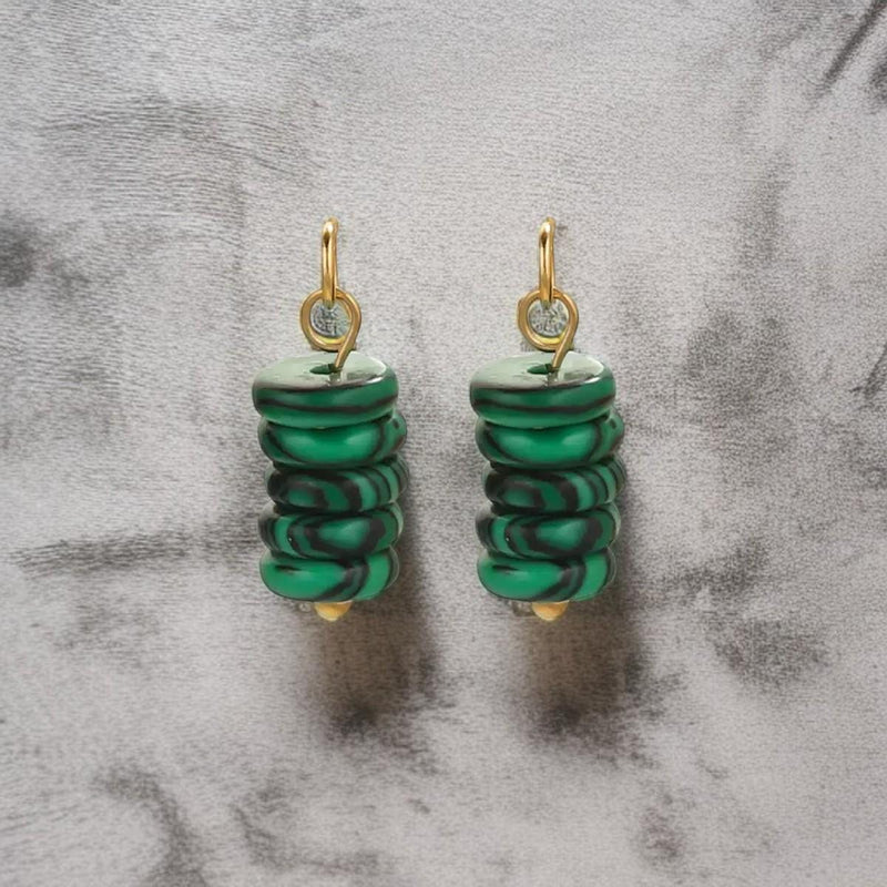 Gold Plated Stone Charms | Stacked Disc Pendants
