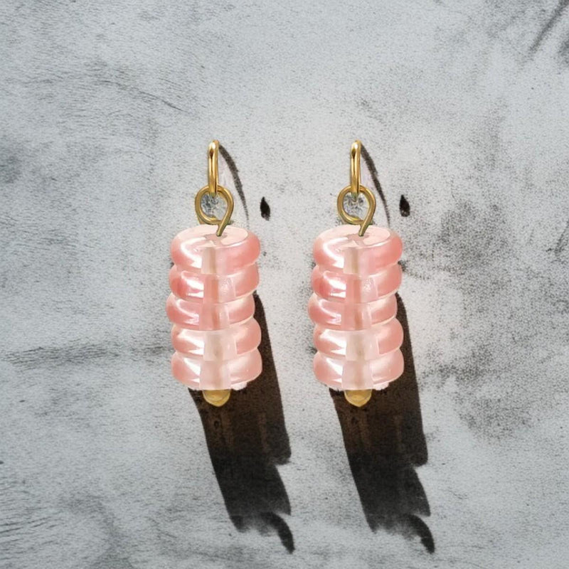 Gold Plated Stone Charms | Stacked Disc Pendants
