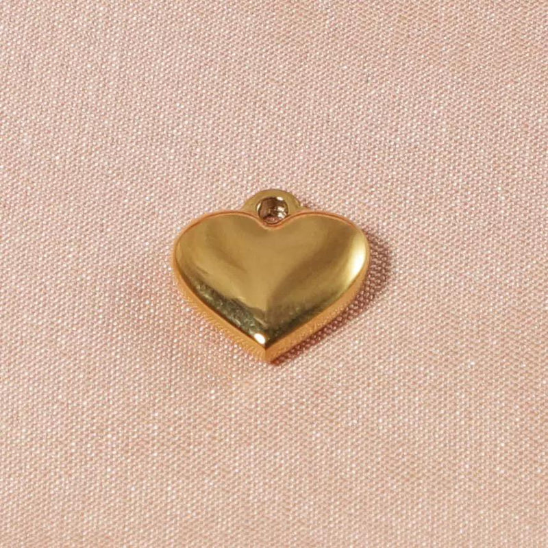 Gold Plated Puffy Heart Charms | Stainless Steel Heart Pendants | 12mm 14mm 16mm |