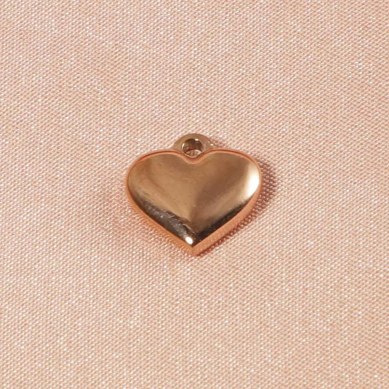 Gold Plated Puffy Heart Charms | Stainless Steel Heart Pendants | 12mm 14mm 16mm |