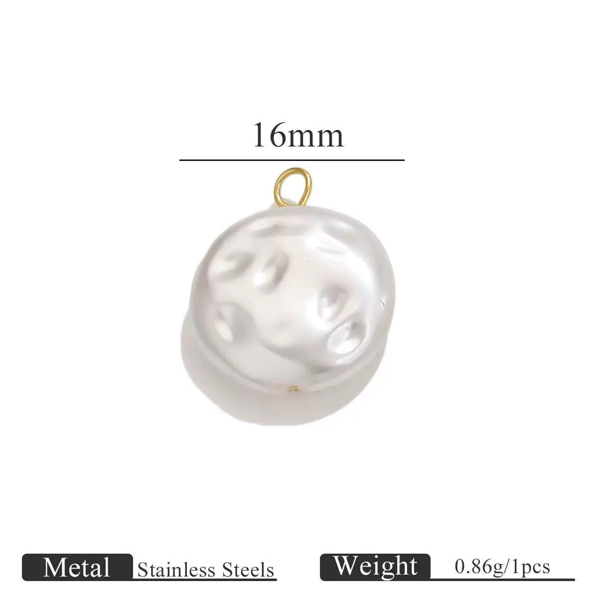 Gold Plated Faux Baroque Pearl Charms,Round Pendants