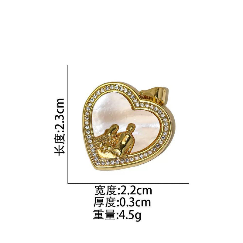 Gold Plated Mother of Pearl Charms, Heart Cross Butterfly Clover Religious Charms