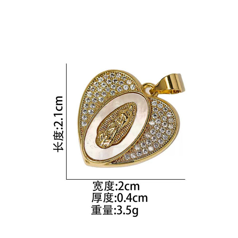 Gold Plated Mother of Pearl Charms, Heart Cross Butterfly Clover Religious Charms