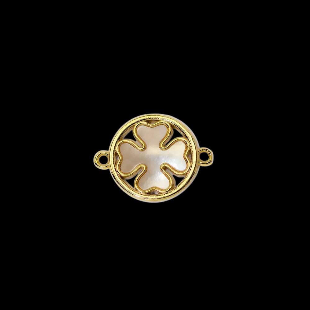 Gold Plated Mother of Pearl Charms, Heart Cross Butterfly Clover Religious Charms