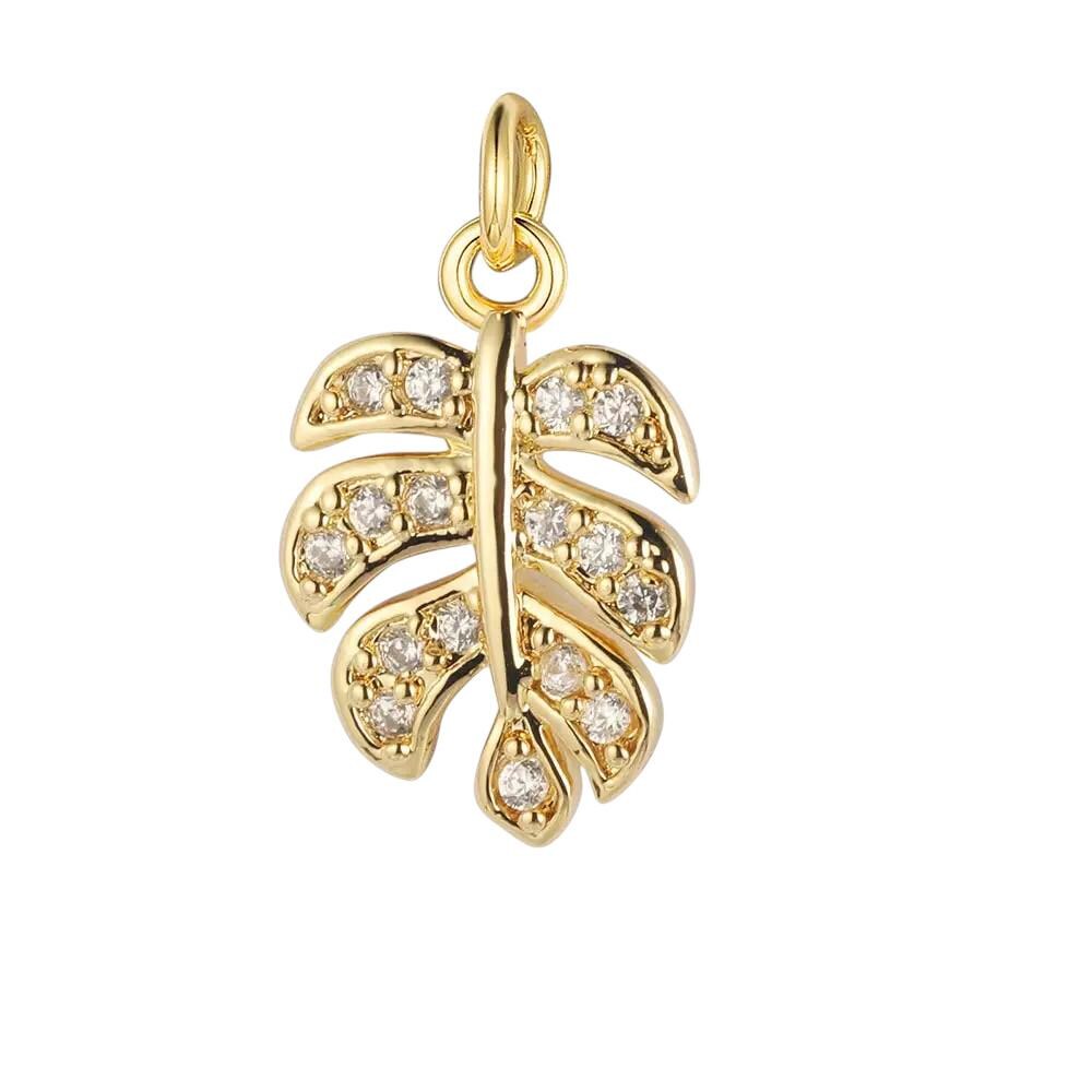 Gold Plated Heart Animal Charms, CZ Leaf Star Pet Charms,
