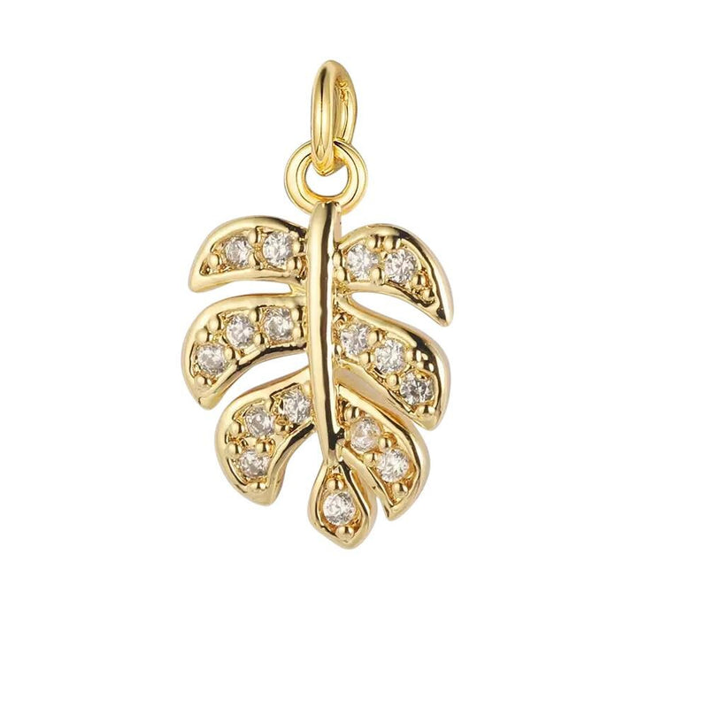 Gold Plated Heart Animal Charms, CZ Leaf Star Pet Charms,