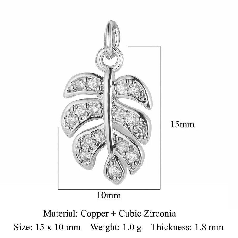 Gold Plated Heart Animal Charms, CZ Leaf Star Pet Charms,