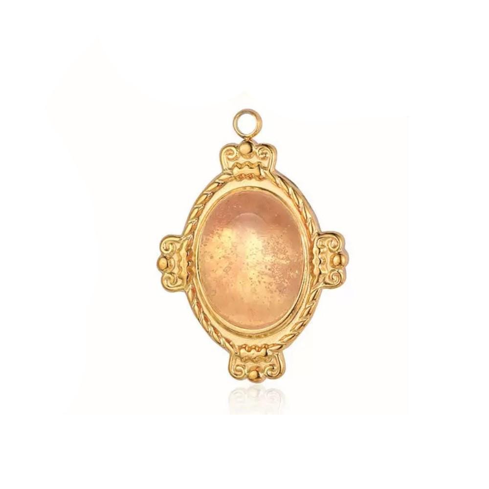 Gold Plated Vintage Style Stone Pendants,