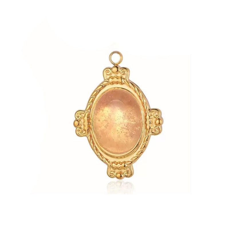 Gold Plated Vintage Style Stone Pendants,