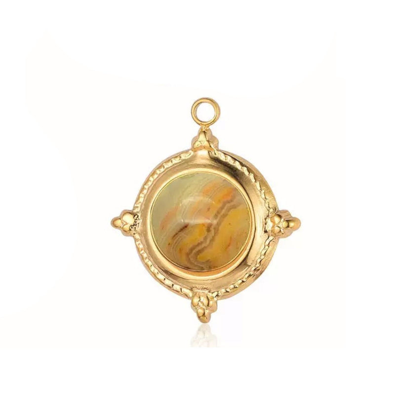 Gold Plated Vintage Style Stone Pendants,