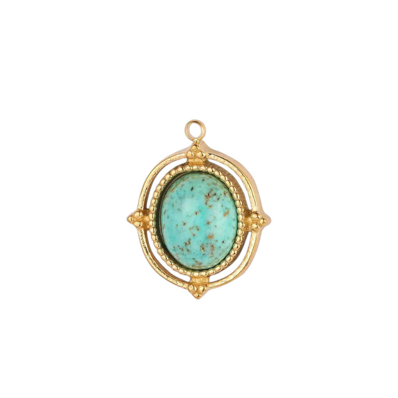 Gold Plated Vintage Style Stone Pendants,