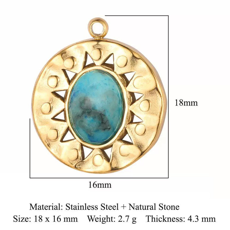 Gold Plated Vintage Style Stone Pendants,