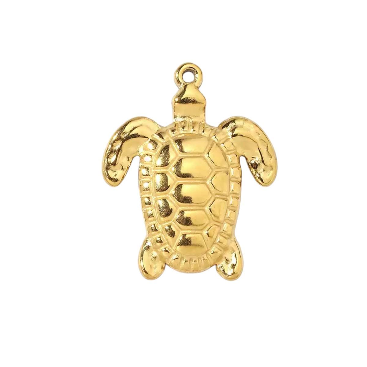 Gold Ocean & Nature Charms Collection, Starfish Turtle Dragonfly Fish Sun Pendant