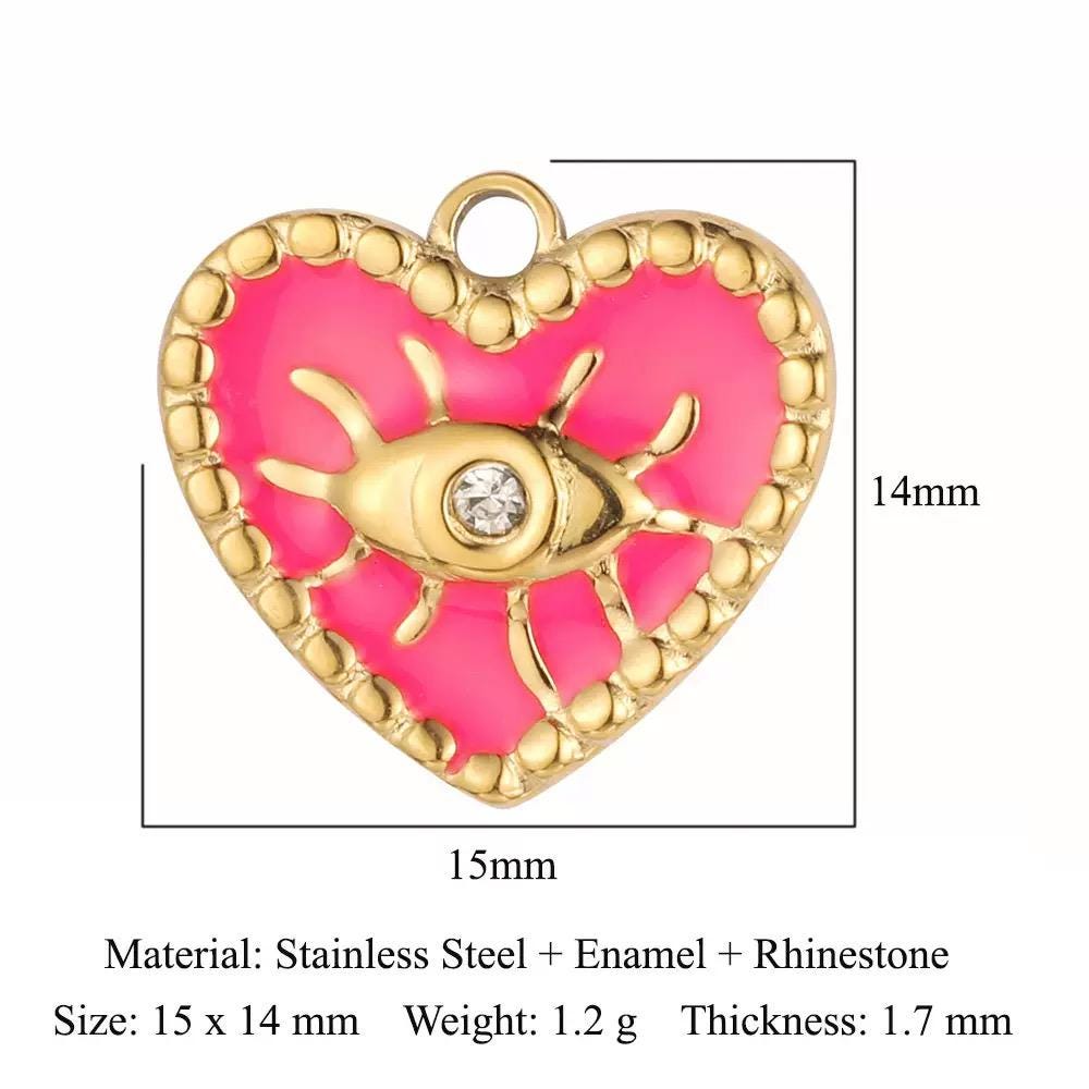 Gold Plated Evil Eye Charms, Celestial Heart Sun Star Hamsa Jewelry Charms