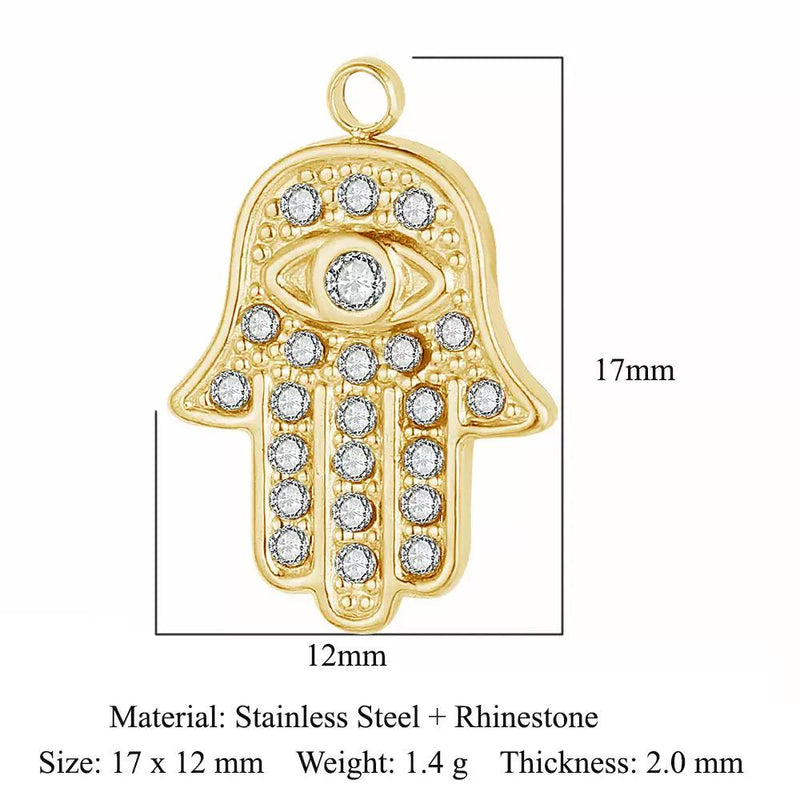 Gold Plated Evil Eye Charms, Celestial Heart Sun Star Hamsa Jewelry Charms