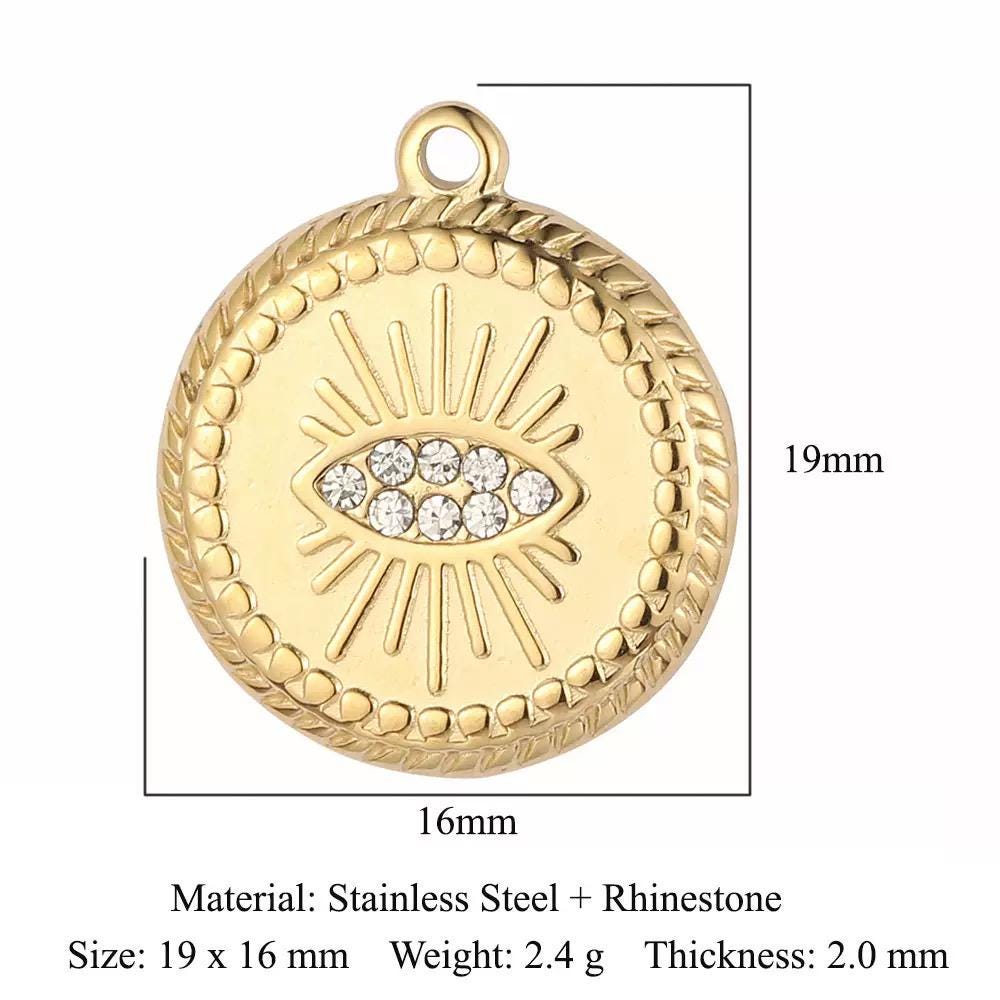 Gold Plated Evil Eye Charms, Celestial Heart Sun Star Hamsa Jewelry Charms