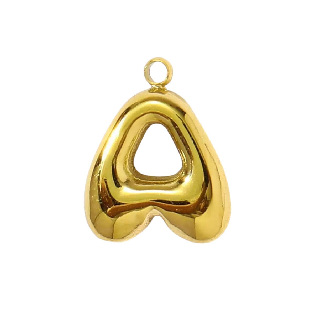 Gold Plated Alphabet Letter Charms, Bubble Initial Pendant AZ, DIY Jewelry