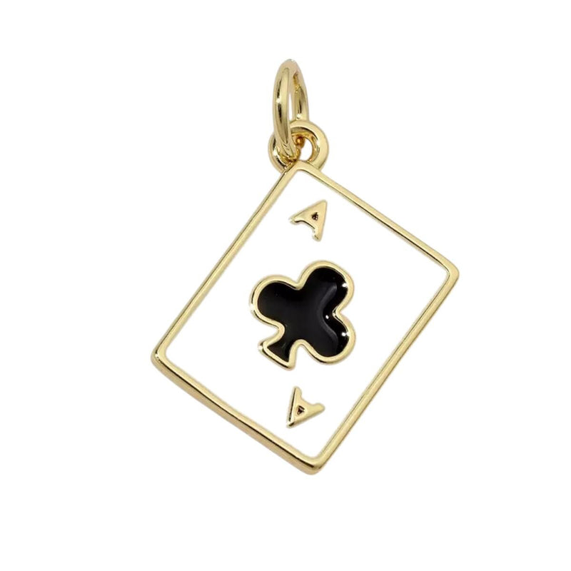 Gold Plated Playing Card & Dice Charms, Enamel Casino Lucky Jewelry