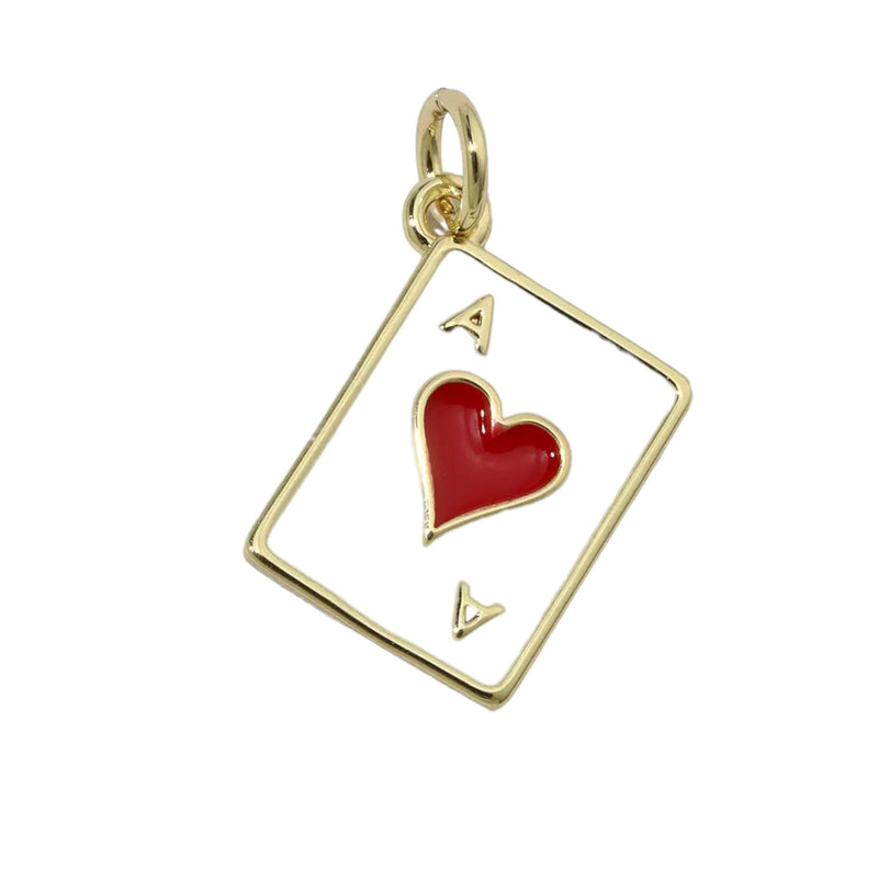 Gold Plated Playing Card & Dice Charms, Enamel Casino Lucky Jewelry