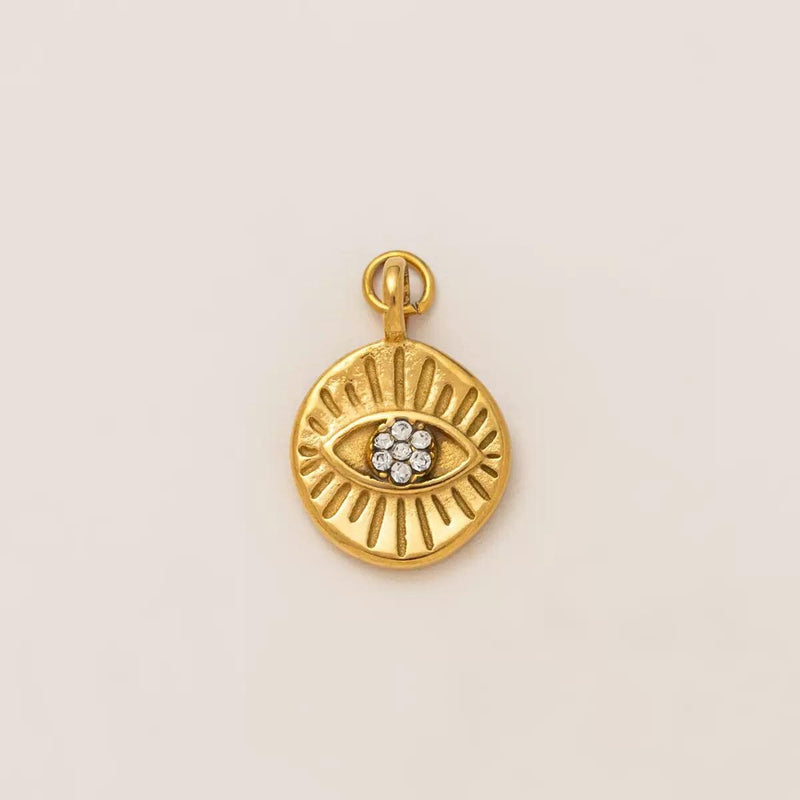 Gold Plated Symbol & Lucky Charms, Sun Moon Eye Camera Ballet Pendant Set